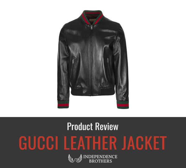 Gucci Leather Bomber Jacket With Web in Black for Men