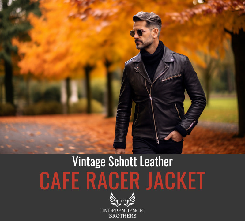 Vintage Schott Leather Cafe Racer Motorcycle Jacket