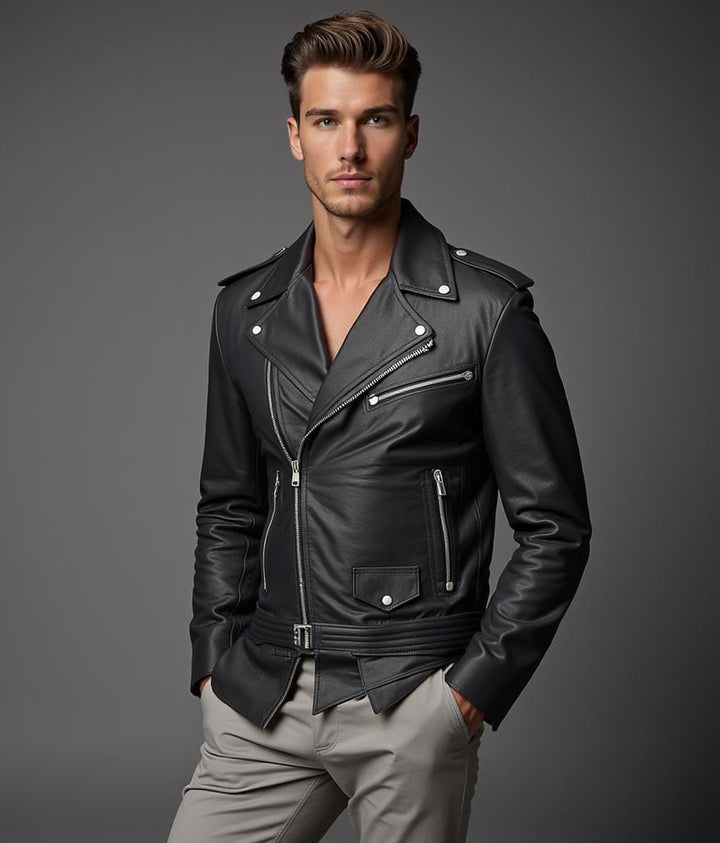 biker jacket model photo