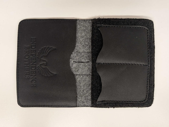 passport holder open view with card slots